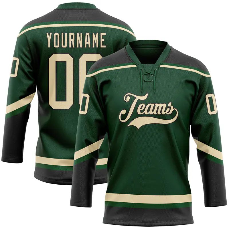 Top Quality Customized Hockey Jersey with Lace Polyester Sublimated Team Hockey Uniform For Adults/ Youth Embroidery Logo