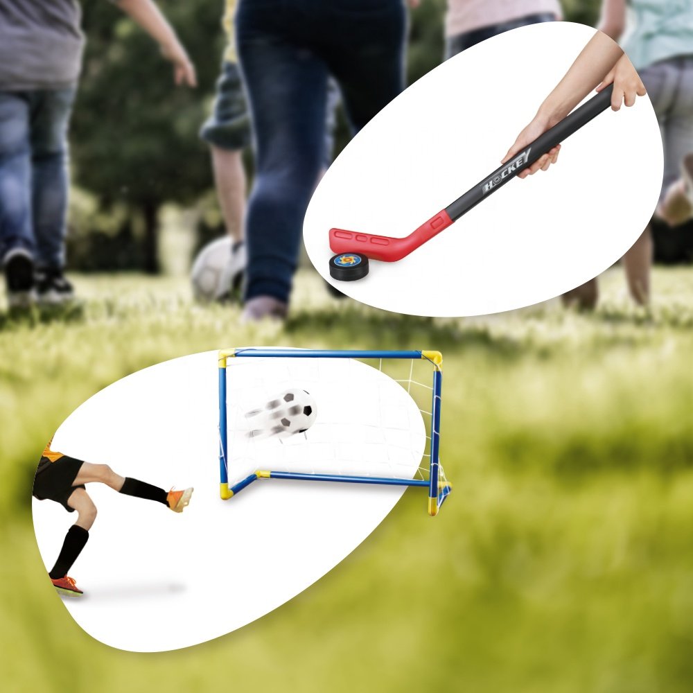 2 in 1 Kids Soccer Goal Set Ice Hockey Toys Football Toy Game Training Set Children Game Balls Outdoor Sport Toys