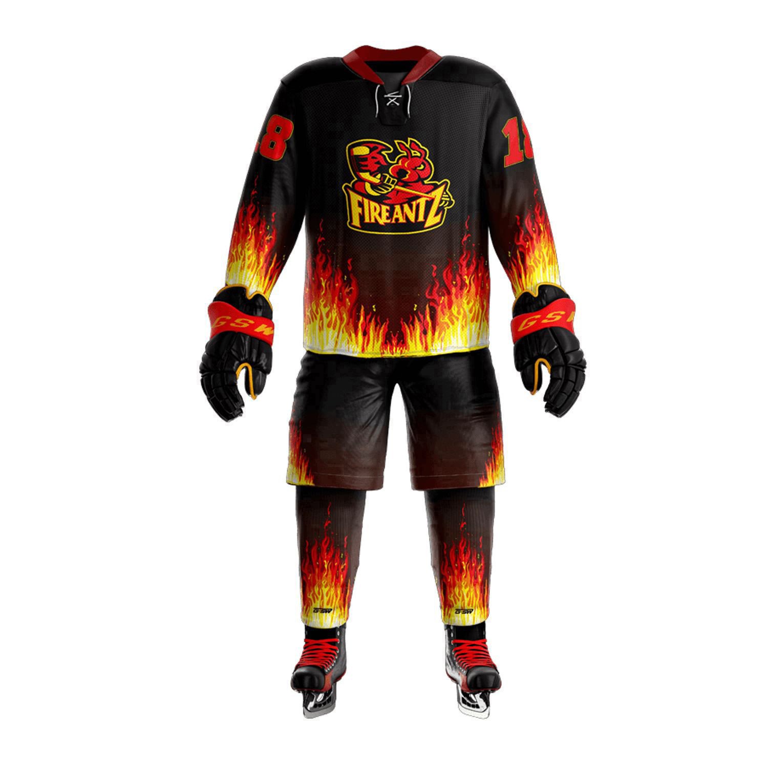 High Quality Custom Designed Ice Hockey Uniform Sets Breathable Team Name Jersey with Pants OEM Wholesale for Sports Wear