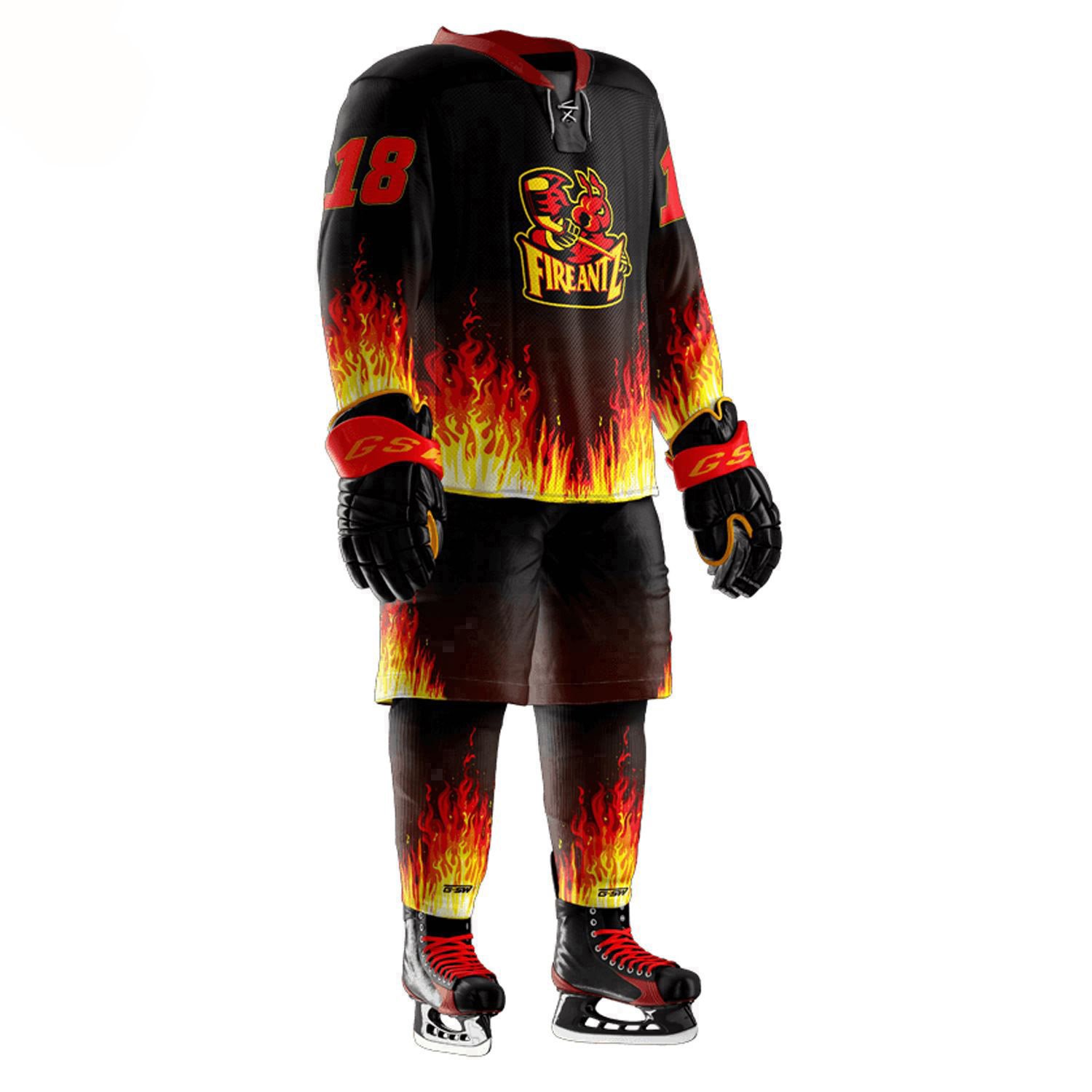 High Quality Custom Designed Ice Hockey Uniform Sets Breathable Team Name Jersey with Pants OEM Wholesale for Sports Wear