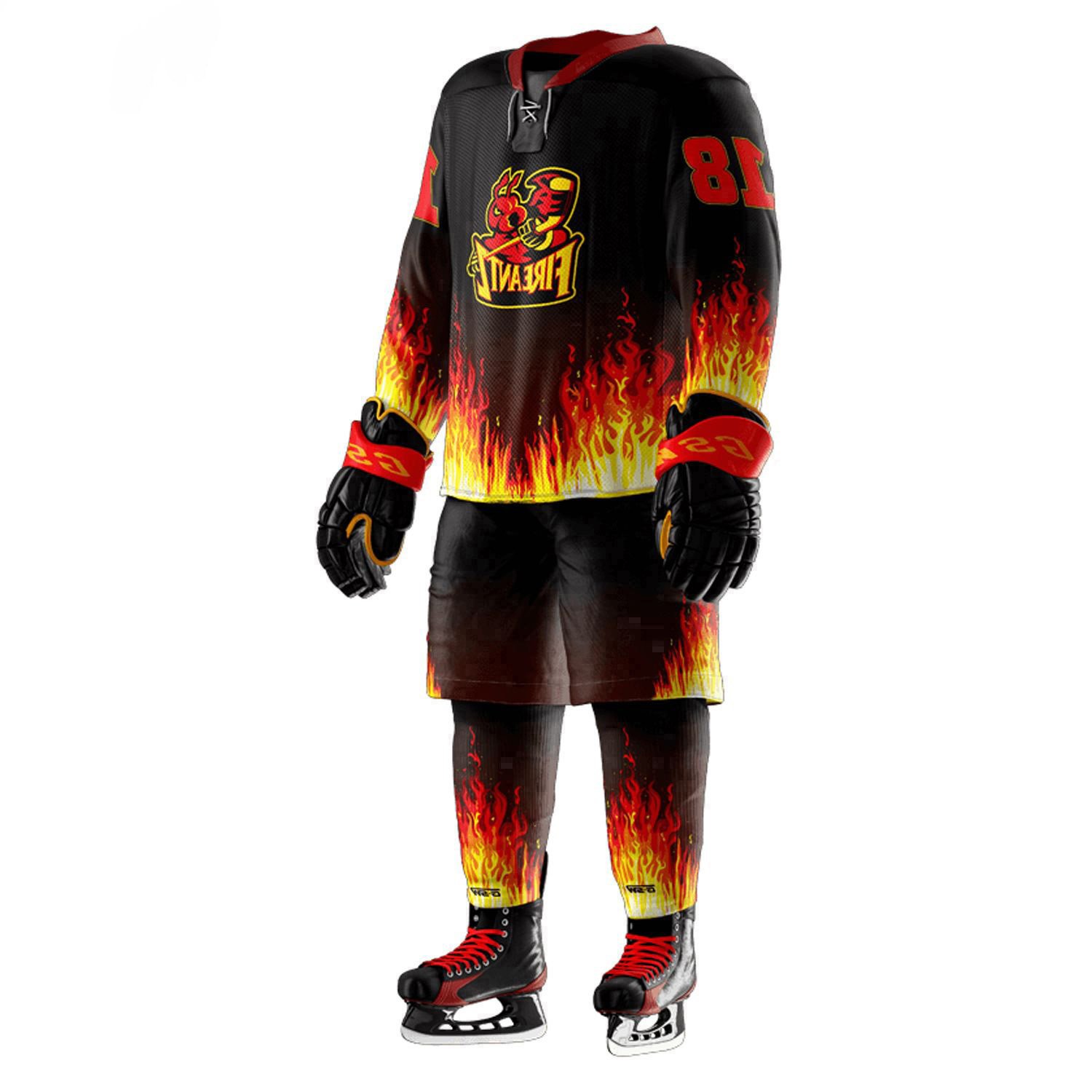 High Quality Custom Designed Ice Hockey Uniform Sets Breathable Team Name Jersey with Pants OEM Wholesale for Sports Wear