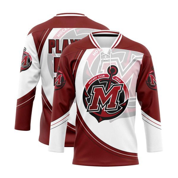 100% polyester fashion white ice hockey team jersey wholesale sublimated hockey jersey men's