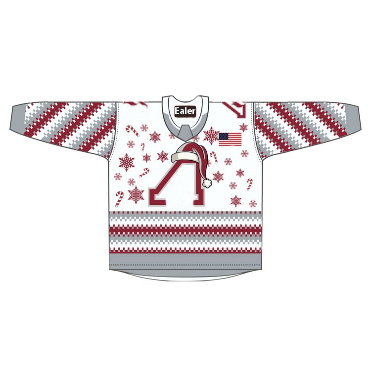 Custom Christmas embroidery and sublimation reversible hockey jersey custom logo jersey hockey