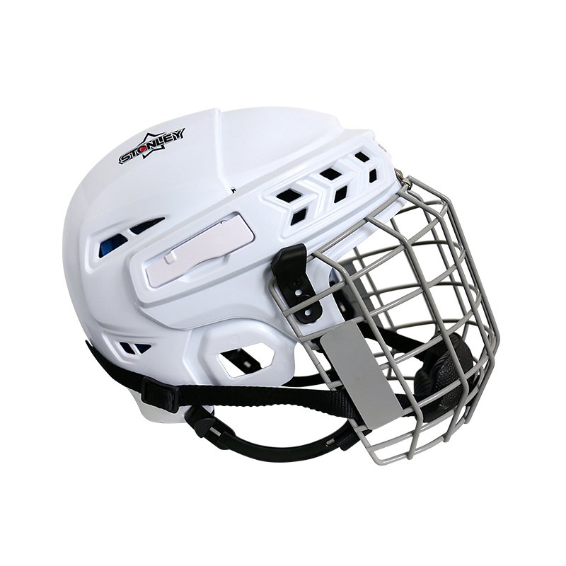Spot Goods Ice Hockey Inline Hockey Helmets Factory Production PP White Helmet Includes Carbon Steel Mask Ice Hockey Helmet