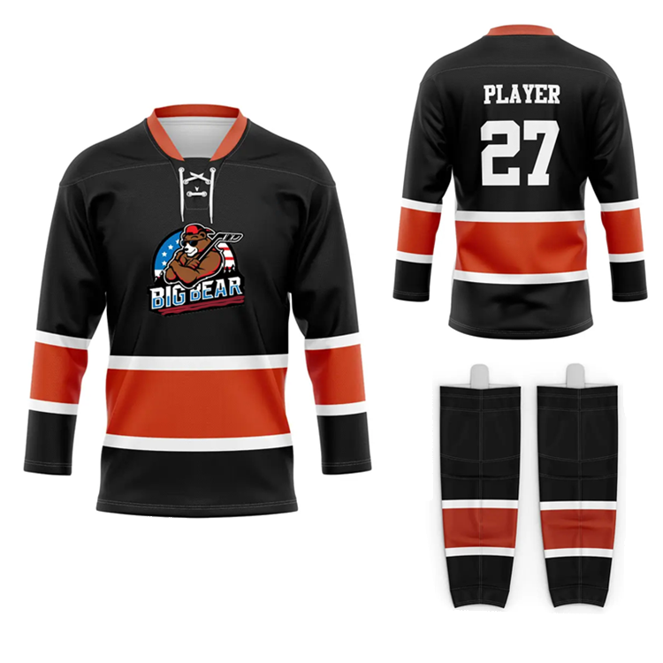 Wholesale custom men hockey jersey socks sets tackle twill new ice hockey jersey size 7xl
