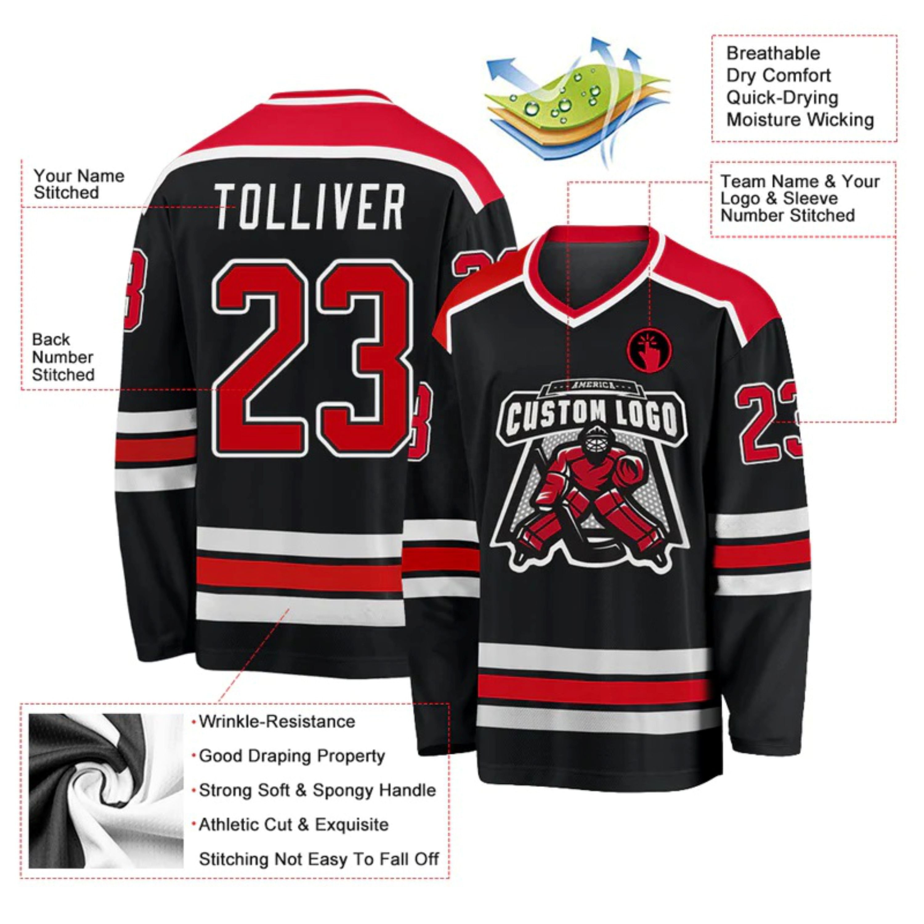 100%Polyester Tackle Twill Fabric Breathable High-Quality Hockey Jersey Ideal for Games Practice and Everyday Wear Sublimated