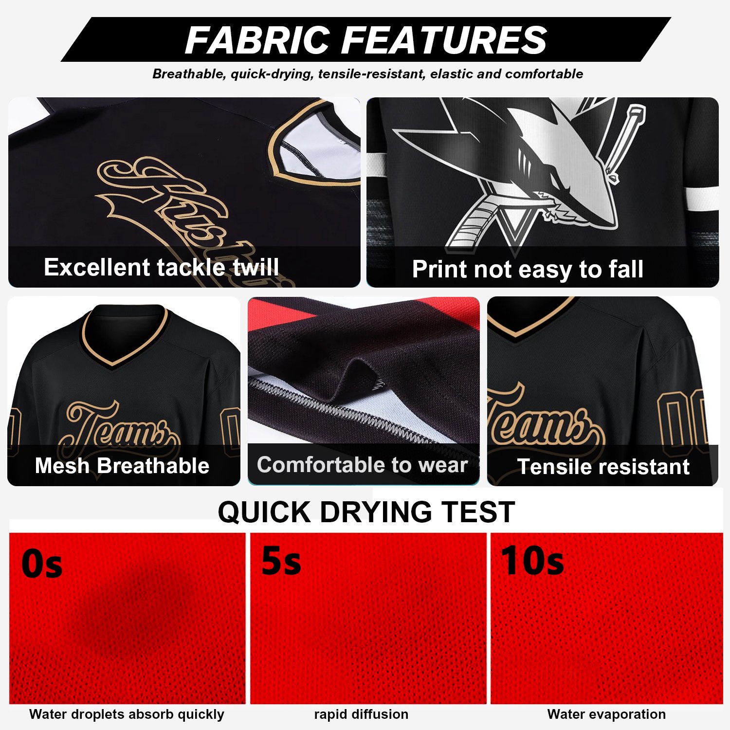 Free Sample OEM Sublimated 100% Polyester Hockey Jerseys Custom Logo Ice Hockey Shirt Ice Hockey Wear