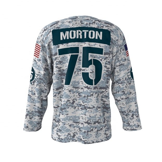 Custom sublimation printing ice hockey uniforms men camo hockey jerseys blank