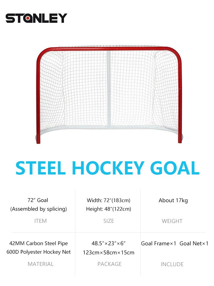 Ice Hockey Training Gear Essential for Ice Hockey Pucks Hockey Folding Pro Goal Red/White On Goal Net 72 Inch Easy Assembly Goal