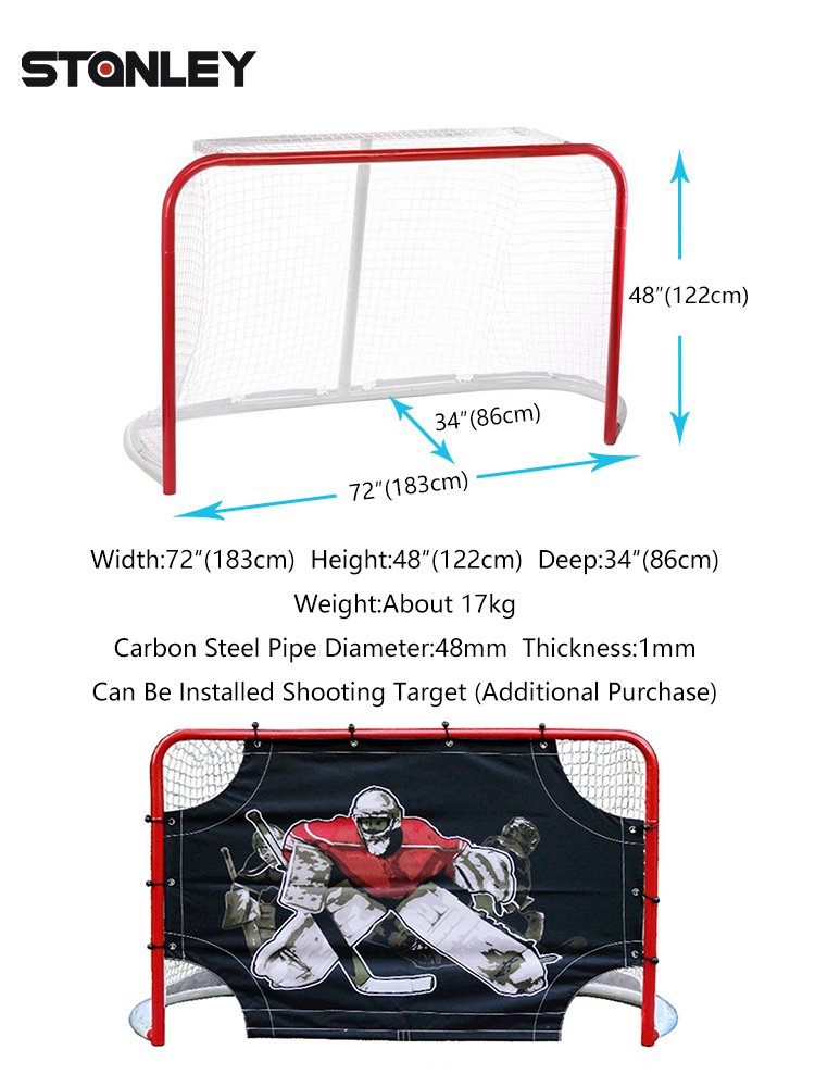 Ice Hockey Training Gear Essential for Ice Hockey Pucks Hockey Folding Pro Goal Red/White On Goal Net 72 Inch Easy Assembly Goal
