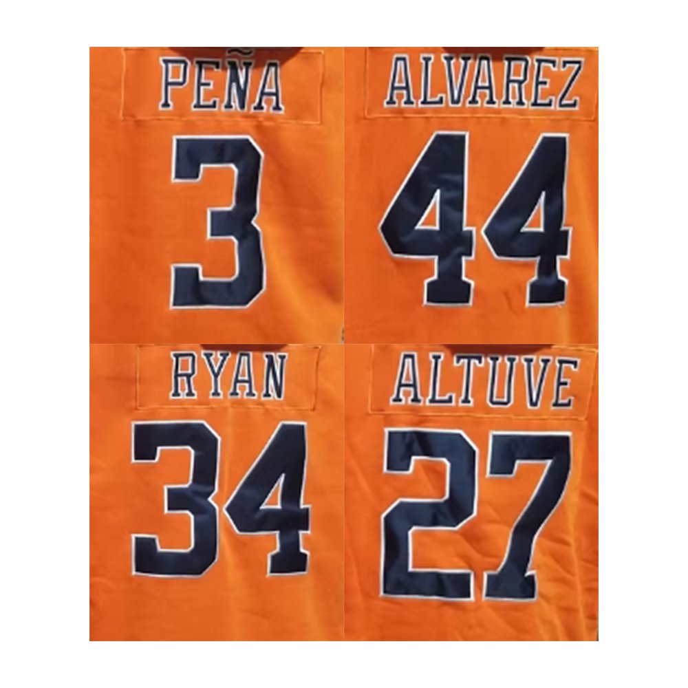 2023 New Stitched American Teams Hockey Jerseys Houston 2 Bergman 3 Pena 27 Altuve 34 Ryan 44 Alvarez