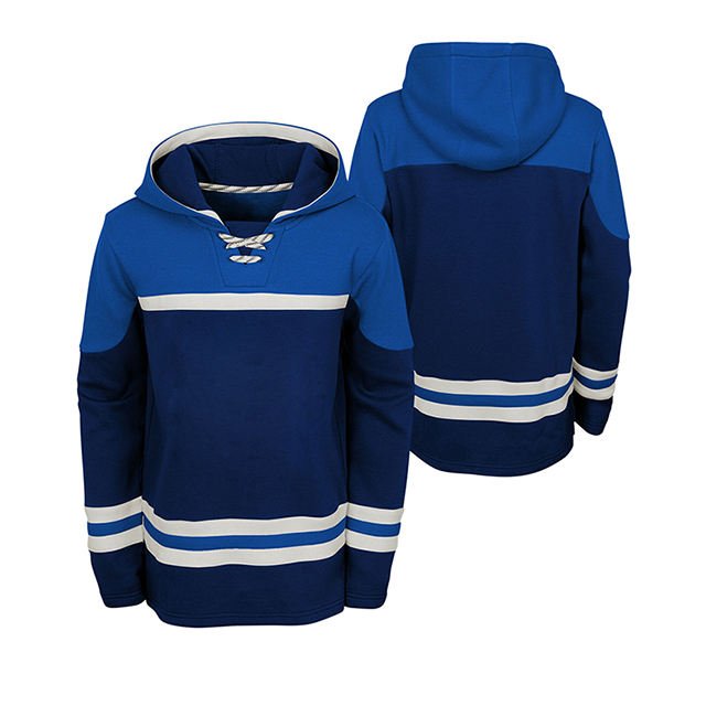 High quality tackle twill embroidery hockey jersey hoodies custom made winter fleece ice hockey hoodie with laces