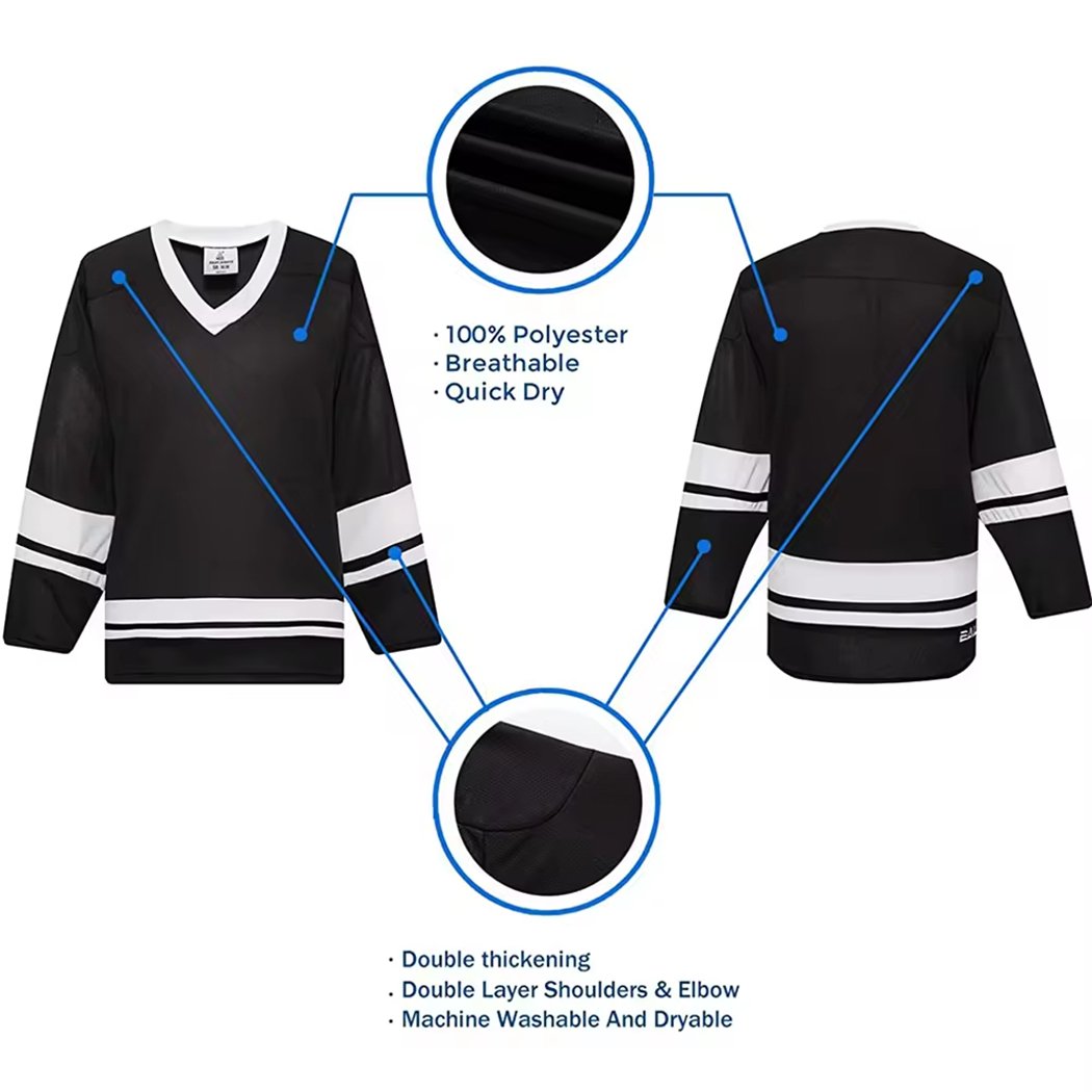 Wholesale Best Quality Hot Selling 100% Polyester Men's Ice Hockey Jersey Long Sleeve Plus Size Custom with OEM Team Name