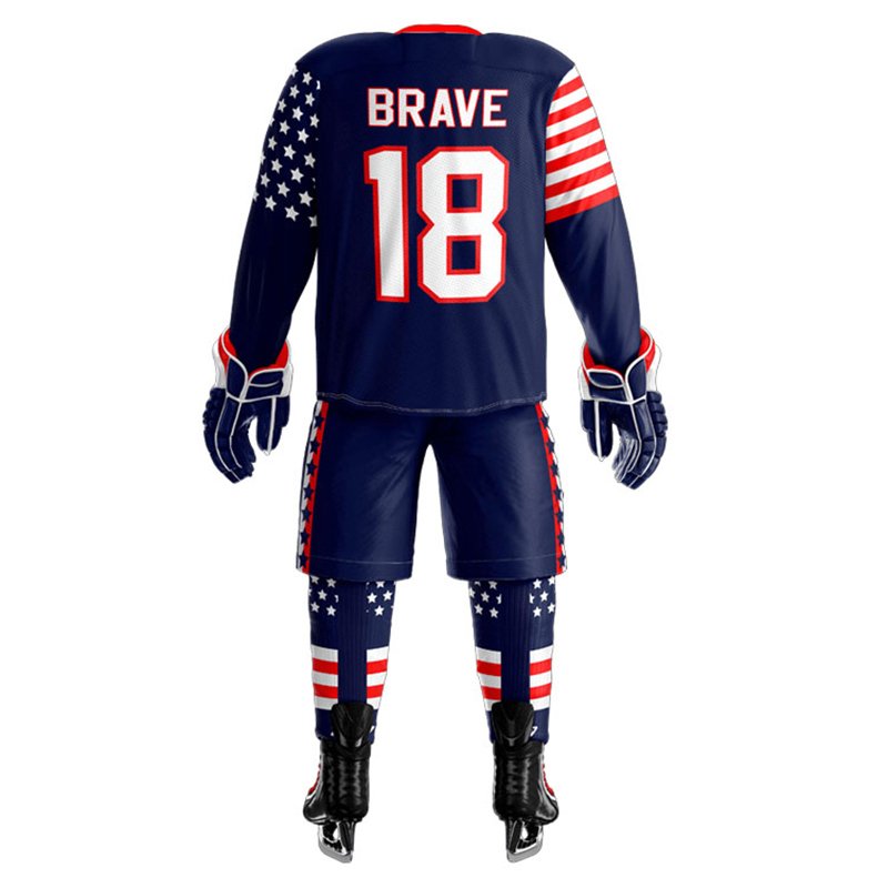 Adult Sublimation Custom Made Ice Hockey Uniform V Neck & Long Sleeve Ice Hockey Uniform Low MOQ 2024 Ice Hockey Uniform