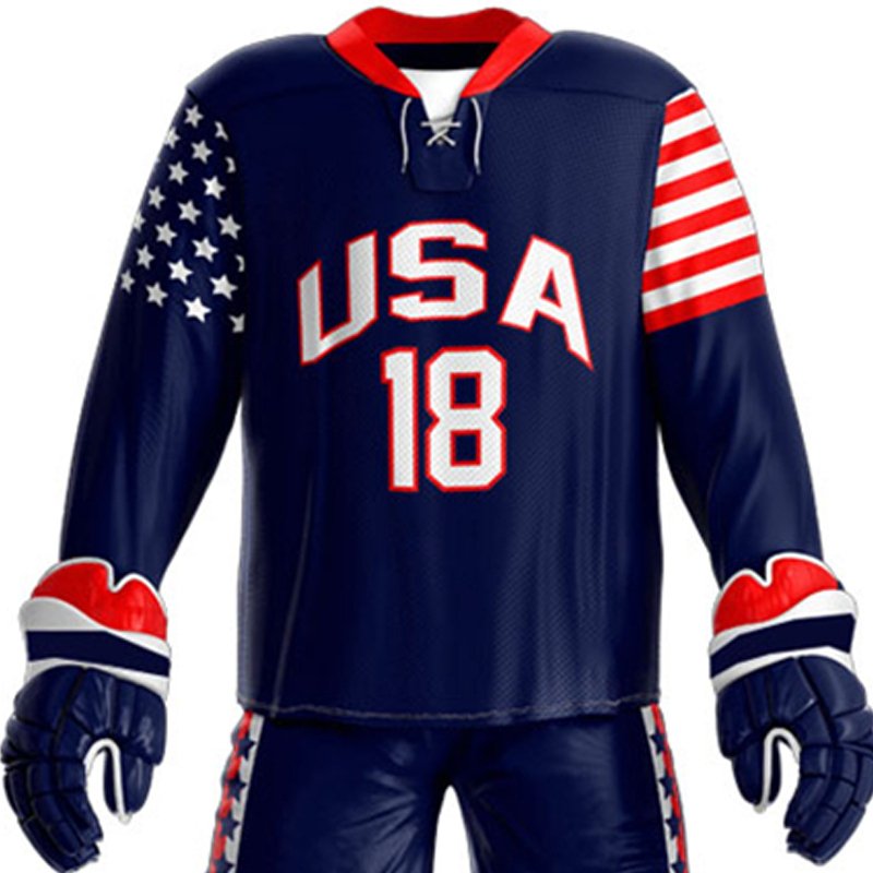 Adult Sublimation Custom Made Ice Hockey Uniform V Neck & Long Sleeve Ice Hockey Uniform Low MOQ 2024 Ice Hockey Uniform