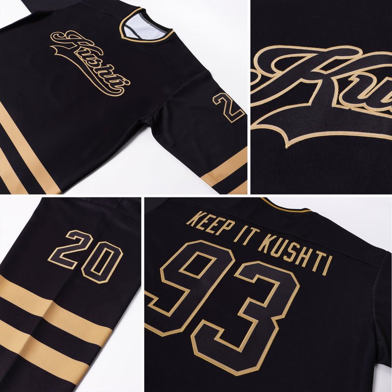 Wholesale custom logo hockey jersey black color 8# embroidered ice hockey wear