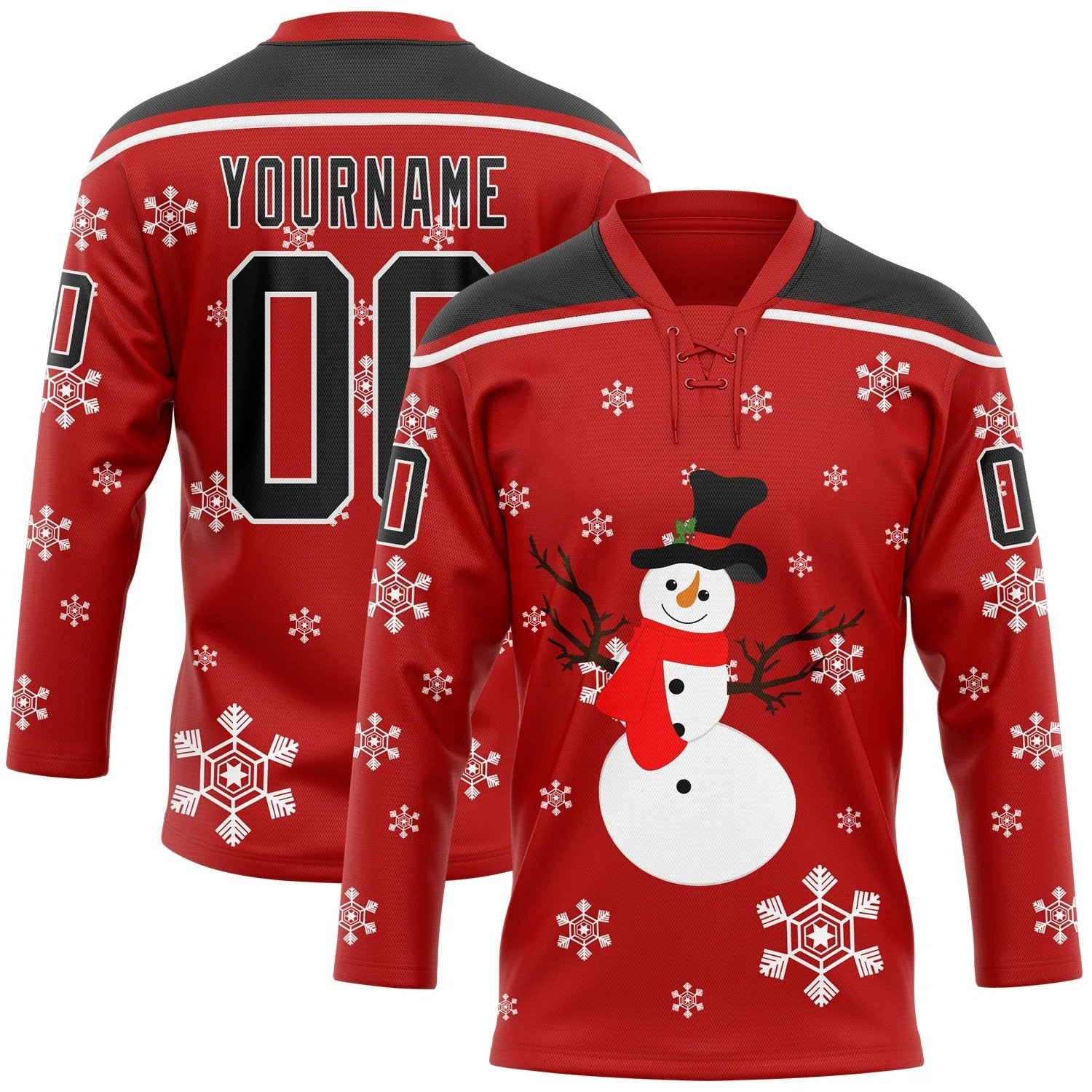 2024 Top Quality Embroidery Custom Team Ice Hockey Jerseys GRASS GREEN-WHITE CHRISTMAS REINDEER 3D HOCKEY LACE NECK JERSEY