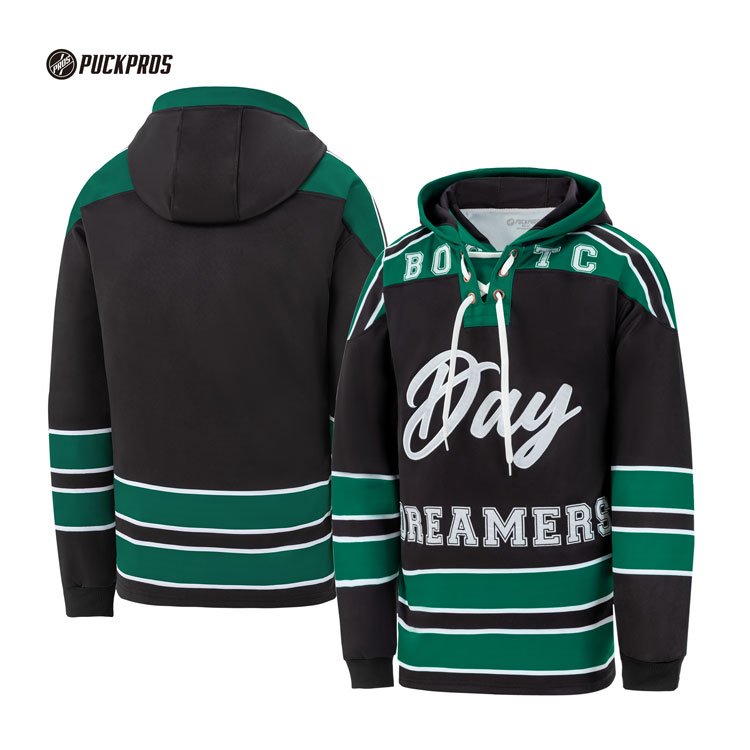 Hockey Jersey Hoodie Stripes Tackle Twill Team Logo Hockey Jersey Custom Embroidery Uniform for Ice Hockey