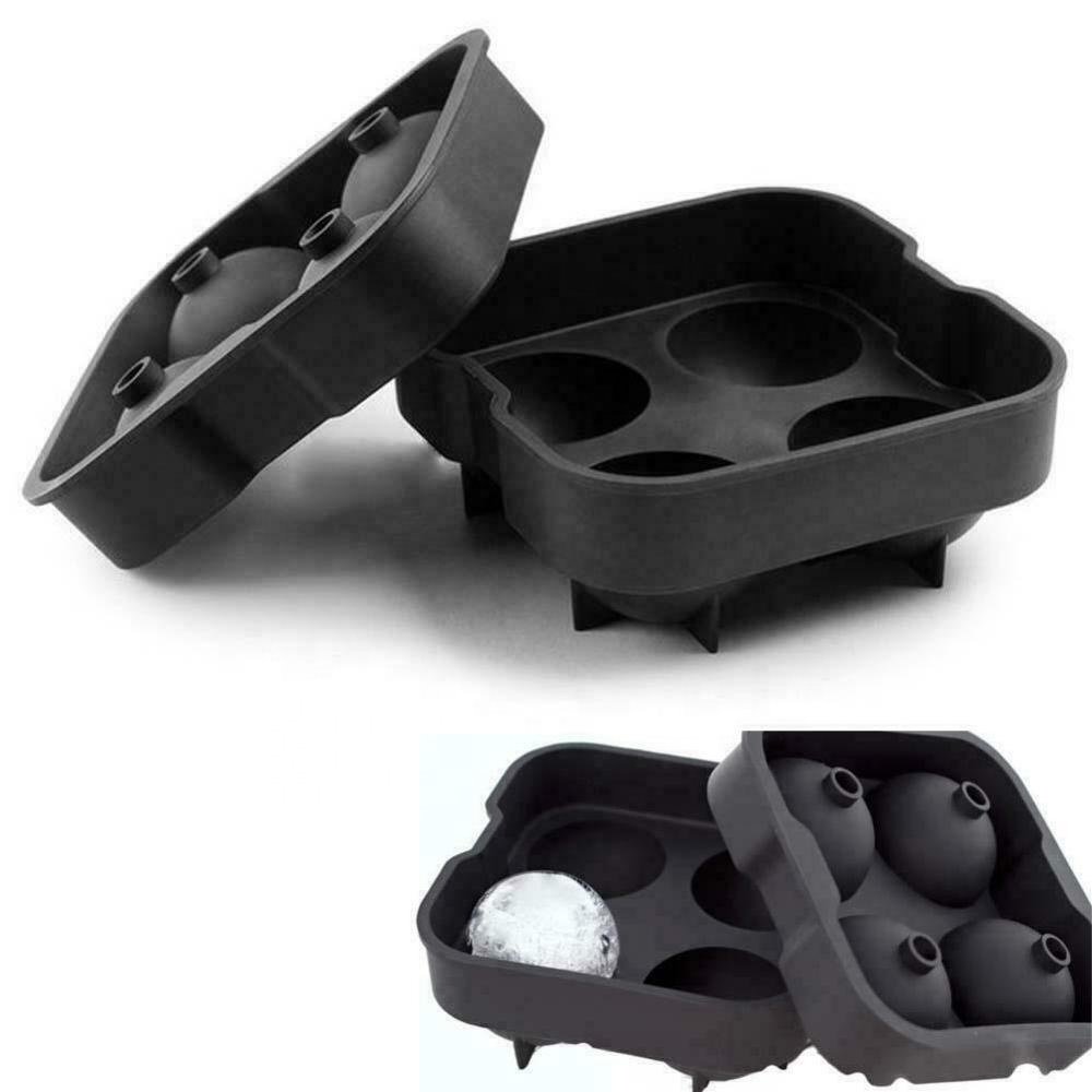 Hot sale Large Ice Cube Tray Ball Maker Big Silicone Mold Sphere Whiskey Round Mould DIY Silicone 4-hole ice hockey