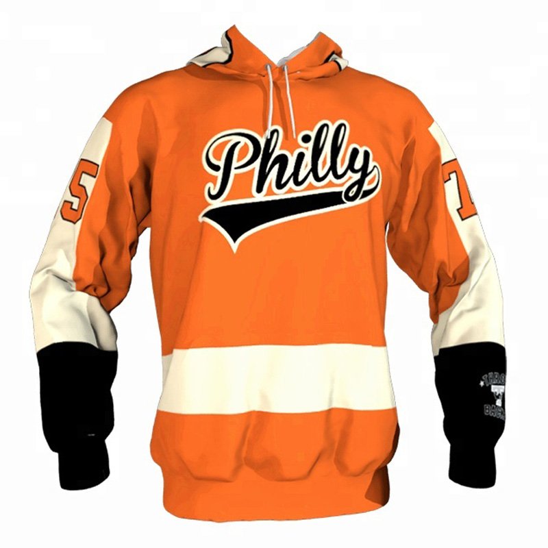 wholesale custom blank ice hockey jersey hoodie with laces