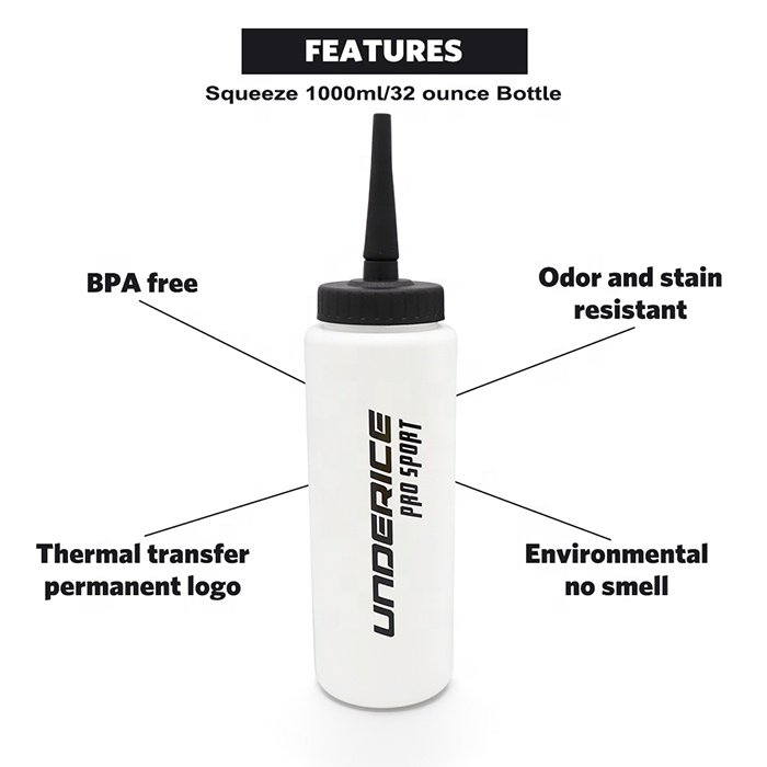 Hockey Water Bottle ready to ship hockey accessories 1000ML big capacity sport bottle Pro Custom Senior Adult White Black Orange