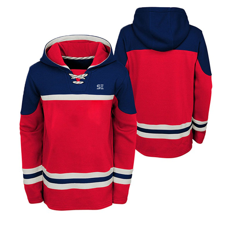 Custom sublimation hockey lace up hoodie ice hockey sweatshirt hockey sweater 2023