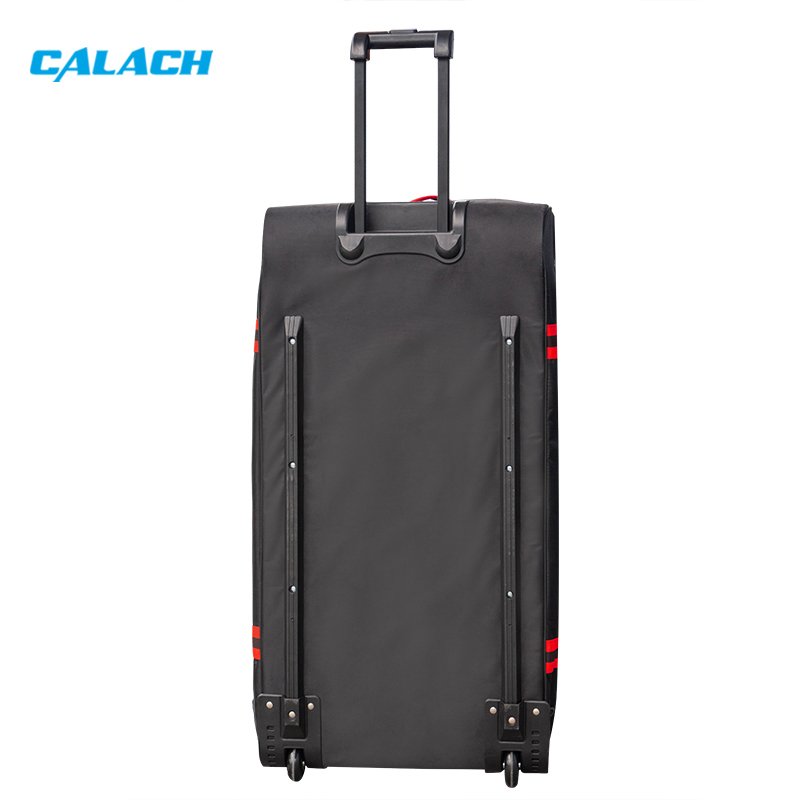 Customize black red travel trolley duffle bag duffel wheeled hockey bag extra large trolley ice hockey travel bag
