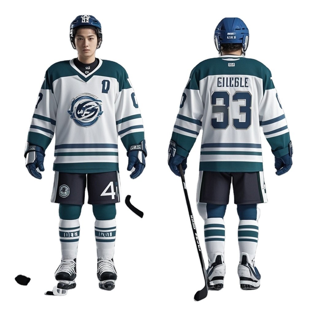 Wholesale hockey jerseys shells socks sublimated team ice hockey uniform set for men
