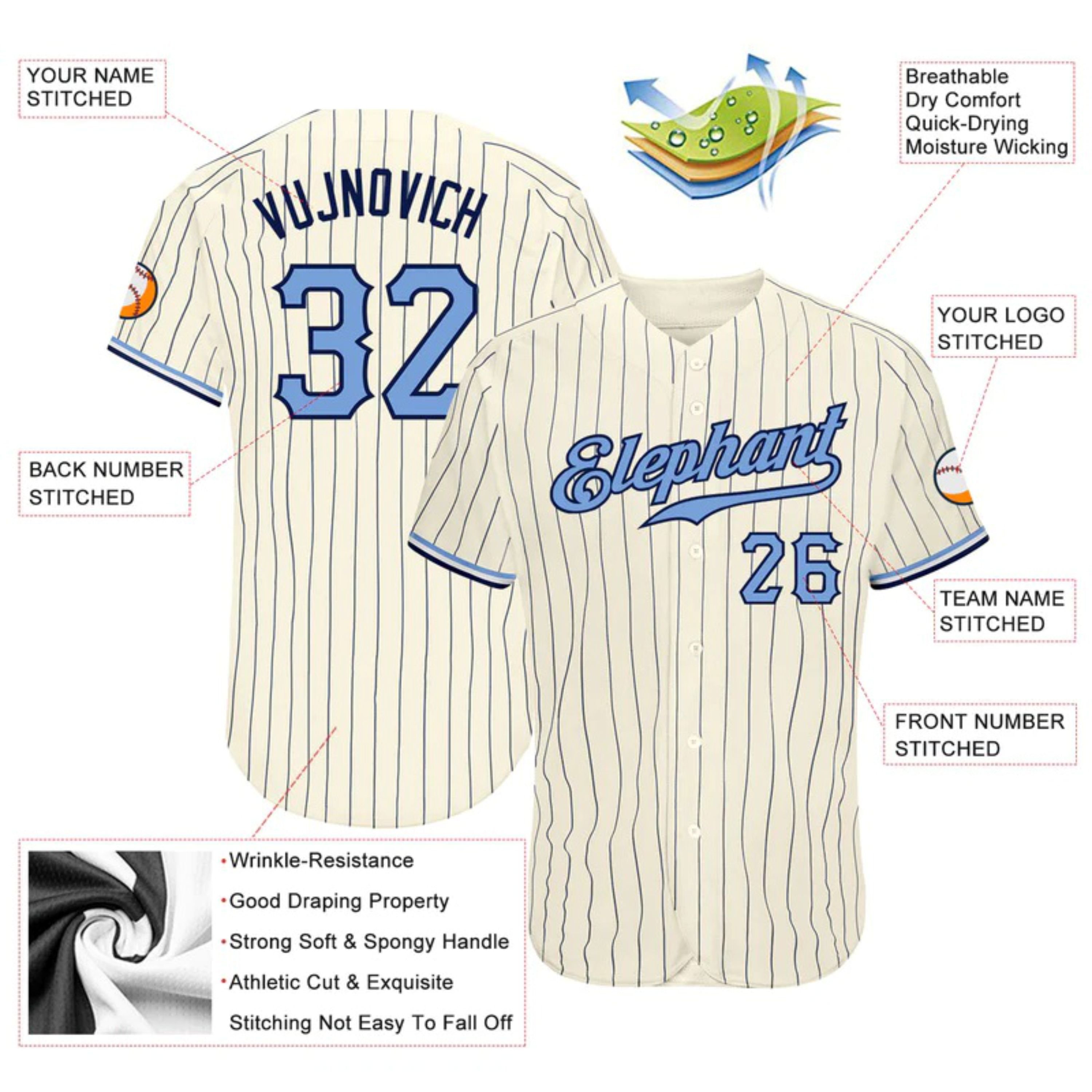 Wholesale 100%Polyester Sublimation Durable Baseball Jersey High Quality Fabric Perfect for Team Sports Fans and Casual Outfits