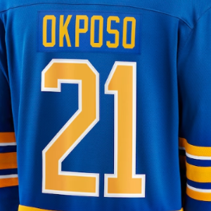 2024 New Top Stitched Ice Hockey Jersey Buffalo 21 Kyle Okposo 53 Jeff Skinner 28 Girgensons 26 Rasmus Dahlin 89 Alex Tuch