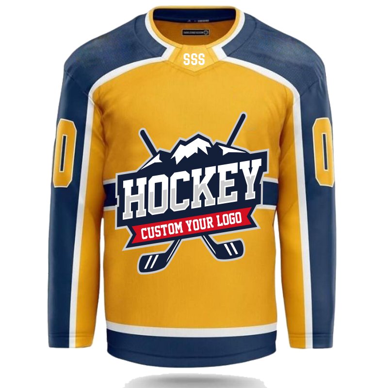OEM Factory Chiefs Logo Blank Unisex Custom Ice Vegas Gold Hockey Jersey