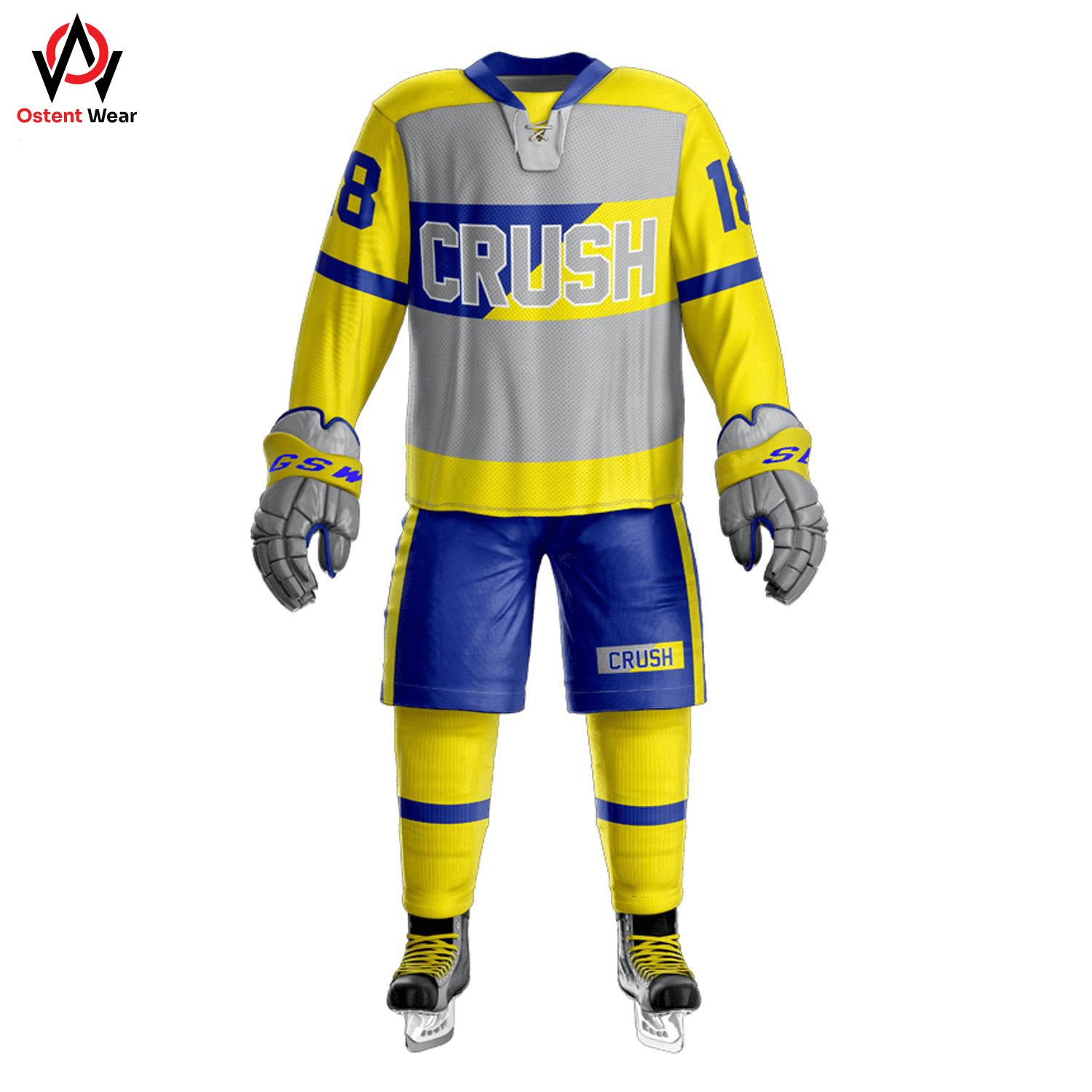 Custom Designed Polyester Ice Hockey Uniform for Adults Shirt Pant Style with Blank Pattern Low MOQ OEM Team Name Printing