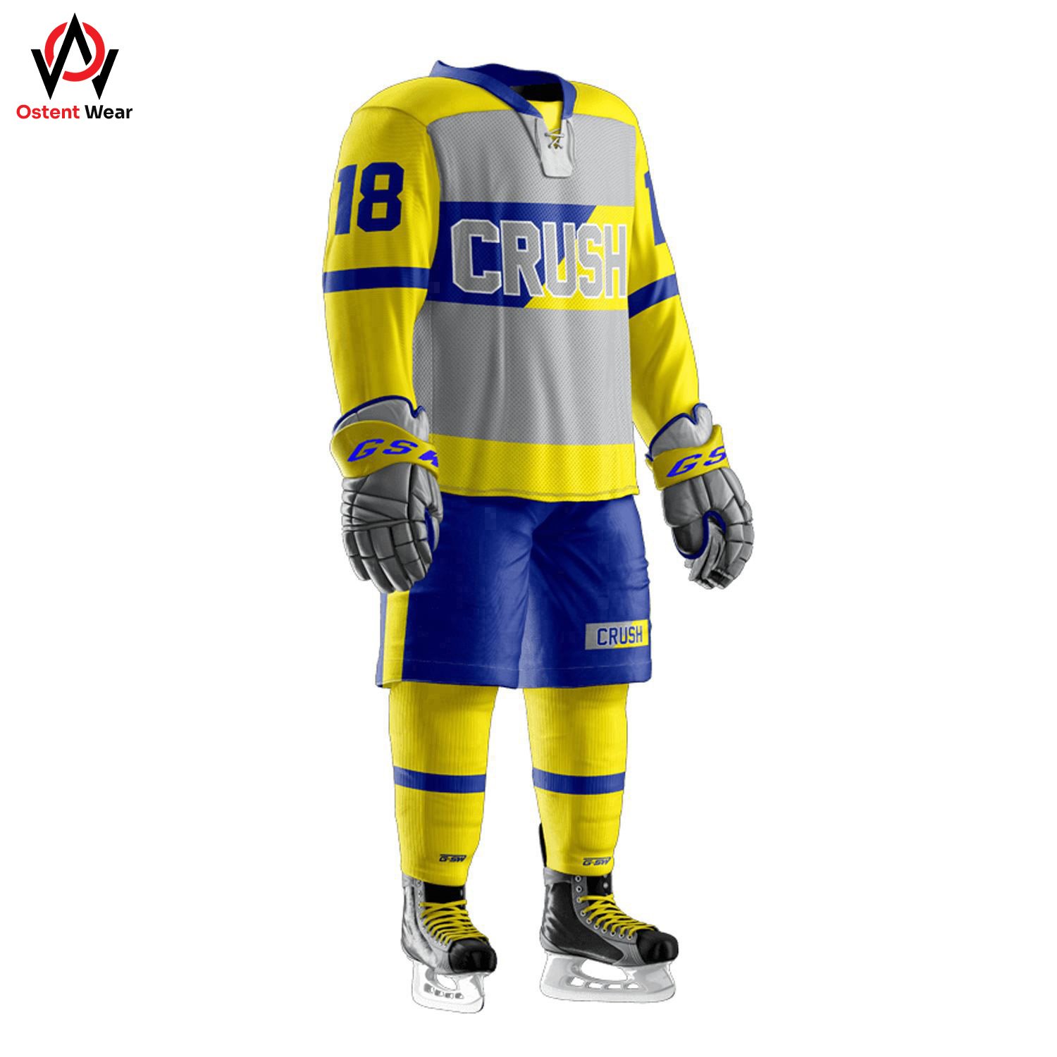 Custom Designed Polyester Ice Hockey Uniform for Adults Shirt Pant Style with Blank Pattern Low MOQ OEM Team Name Printing