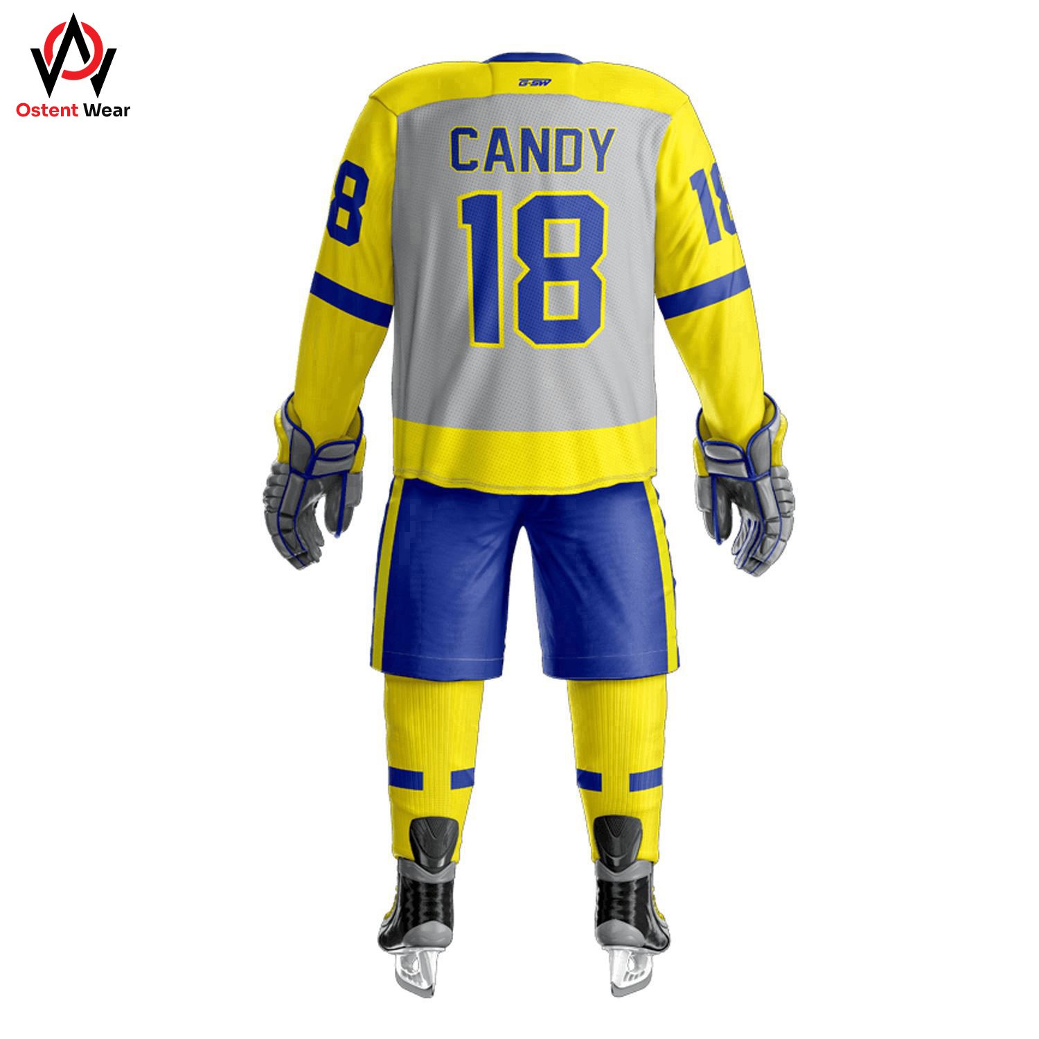 Custom Designed Polyester Ice Hockey Uniform for Adults Shirt Pant Style with Blank Pattern Low MOQ OEM Team Name Printing