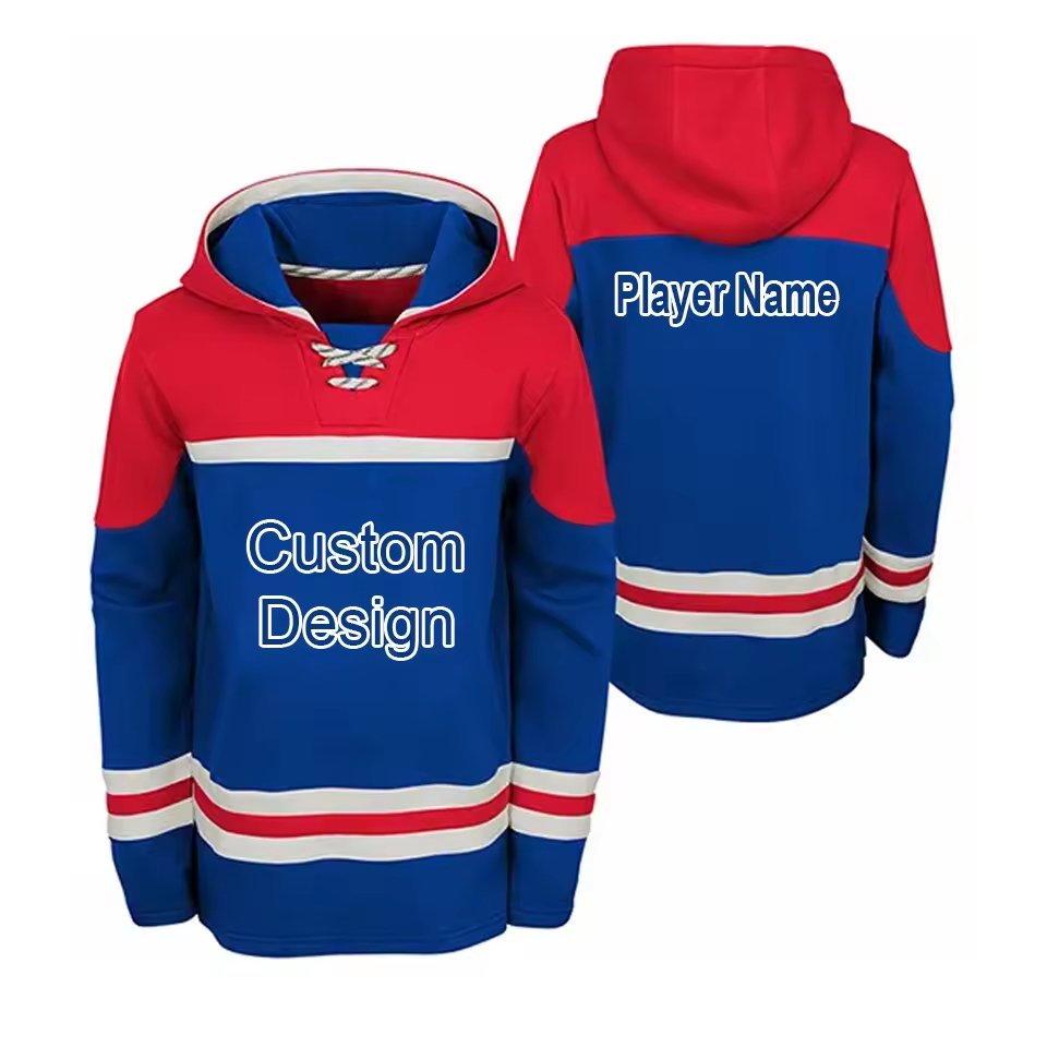 Custom multi color block oversized embroidery hockey hoodie for men Hoodies customized jersey sports wear