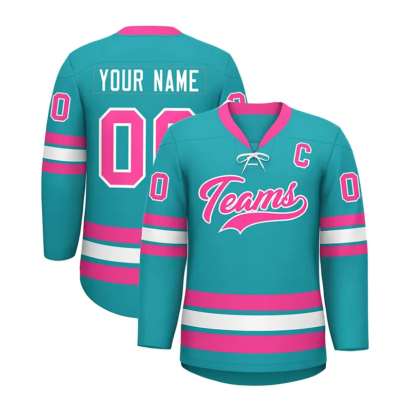 Factory Wholesale Custom Embroidery Logo Applique Ice Hockey Jersey 100% Polyester Sublimation Design Team Club Hockey Jerseys