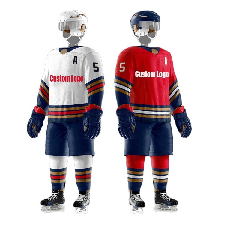 New arrival design your own custom team name and number sublimation printed long sleeve reversible hockey jersey