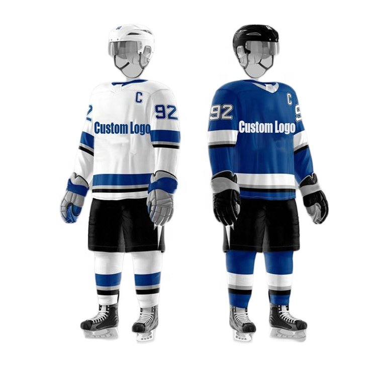 New arrival design your own custom team name and number sublimation printed long sleeve reversible hockey jersey