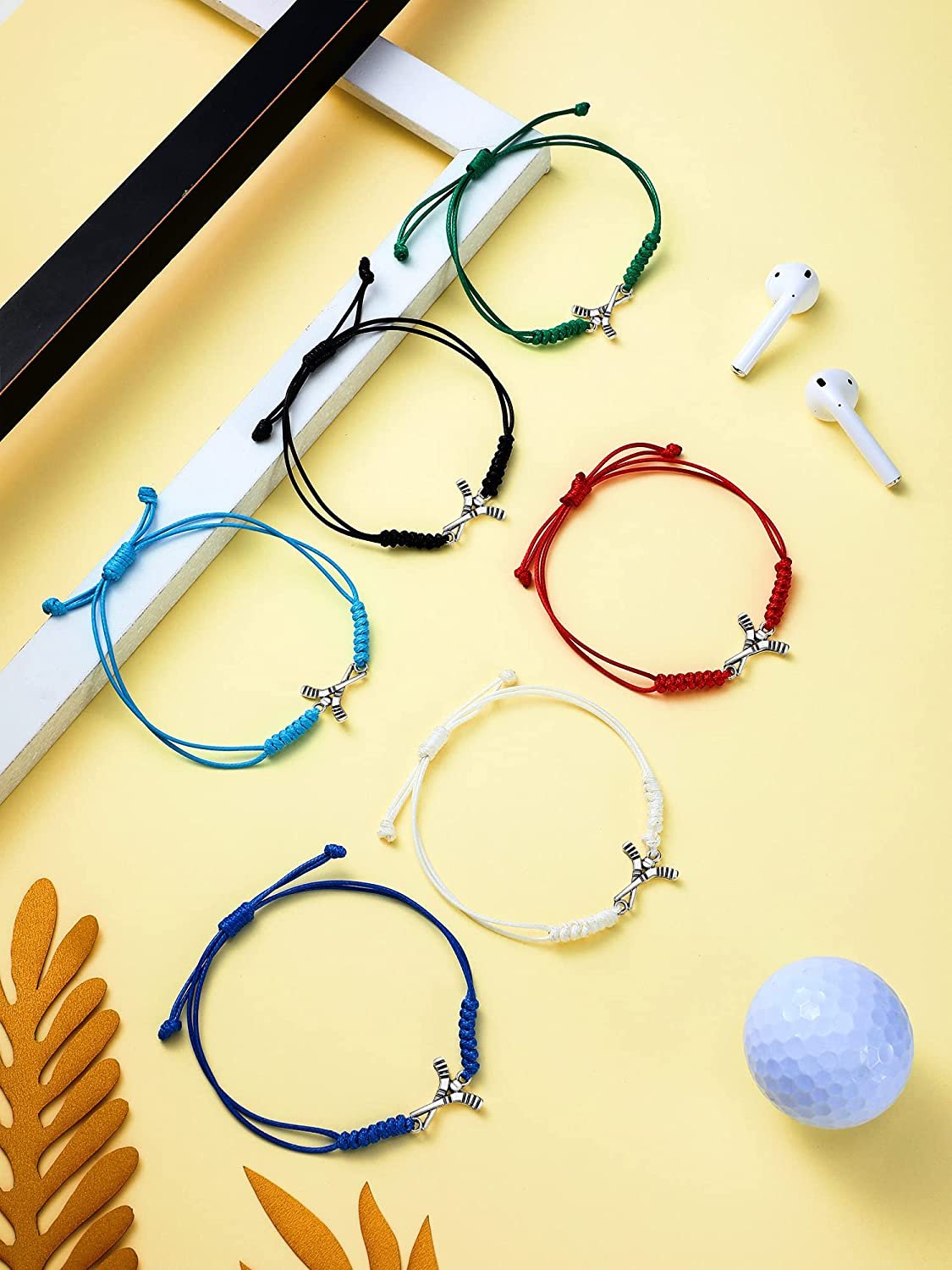 80 Colors Manufacturer Field Hockey Ice Hockey Charm Unisex Men Lady Waxed Cotton Rope Cord Gifts Bracelet for Women
