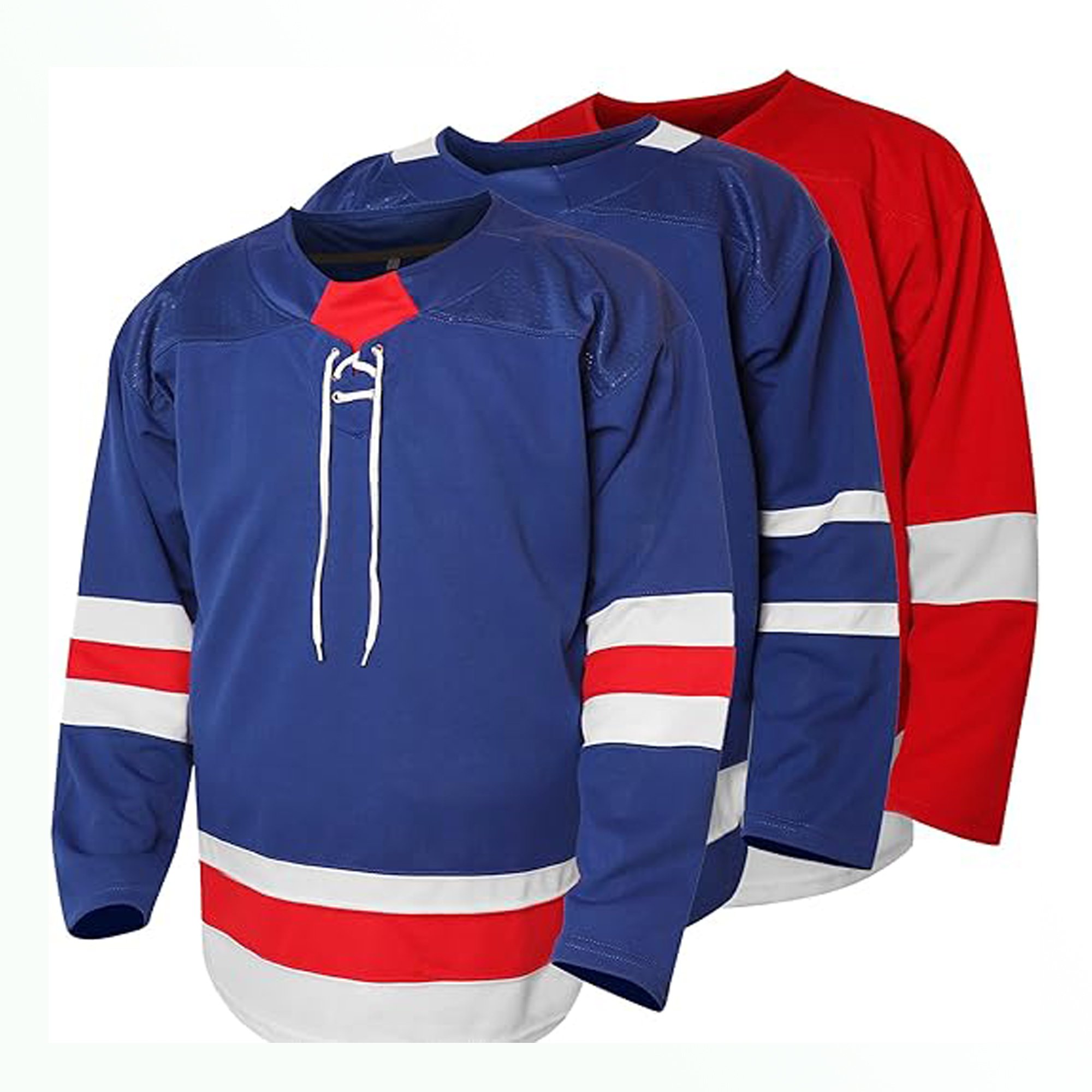 High Quality Polyester custom Design varsity jacket string lace up neck hockey jersey lace up hockey jersey