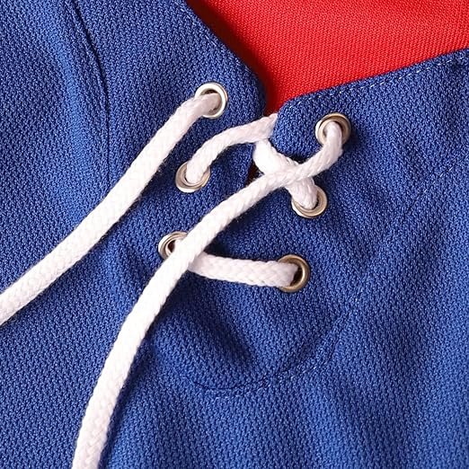 High Quality Polyester custom Design varsity jacket string lace up neck hockey jersey lace up hockey jersey