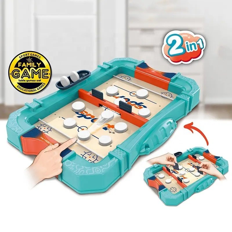New Arrival Popular 2 in 1 Ice Hockey Table Board Game Family Party Fun Game Large Fast Sling Puck Game
