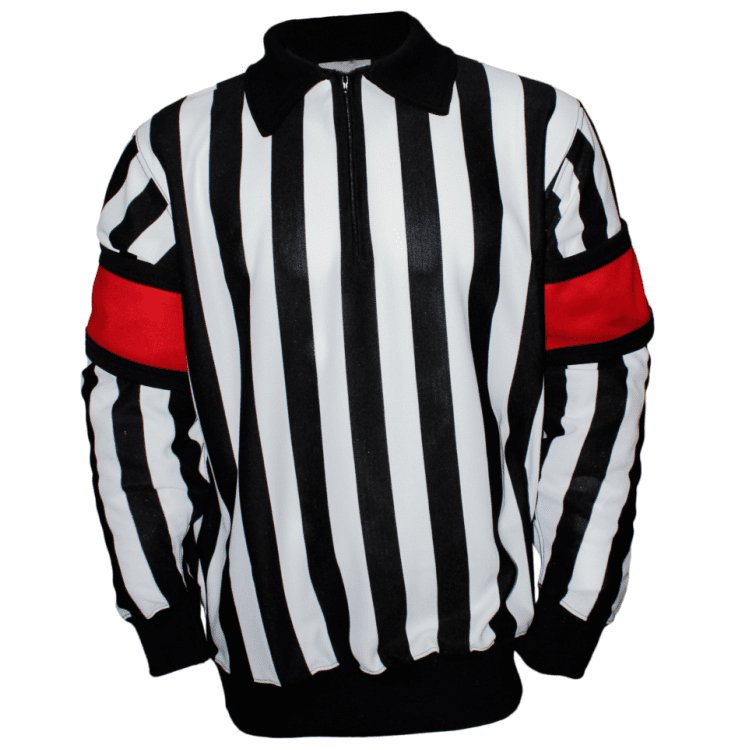 Long Sleeve Striped Orange Armbands Removable Referee/Umpire Jersey Shirt for Ice Hockey Customizable OEM Team Uniform Sweater