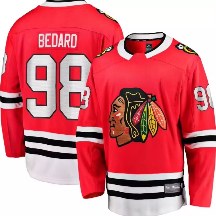 2024 Men's Chicago 98 Connor Bedard 00 Clark Griswold 19 Jonathan Toews 71 Taylor Hall Retro Stitched Ice Hockey Jersey