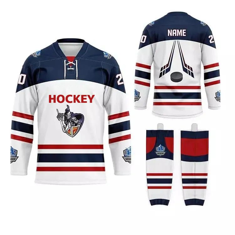 Custom made funny design ice hockey jersey lace team set hockey jerseys athletic hockey socks