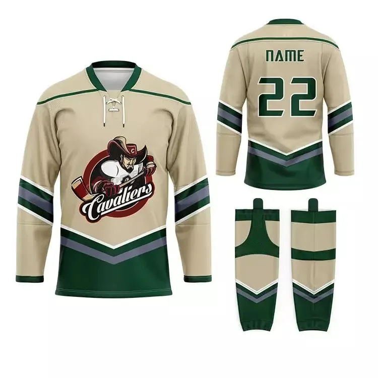 Custom made funny design ice hockey jersey lace team set hockey jerseys athletic hockey socks