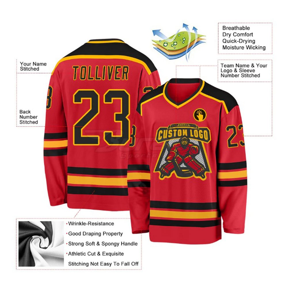 High Quality Design Quick Dry Men Ice Hockey Jersey Sports Wear Plus Size Ice Hockey Jersey