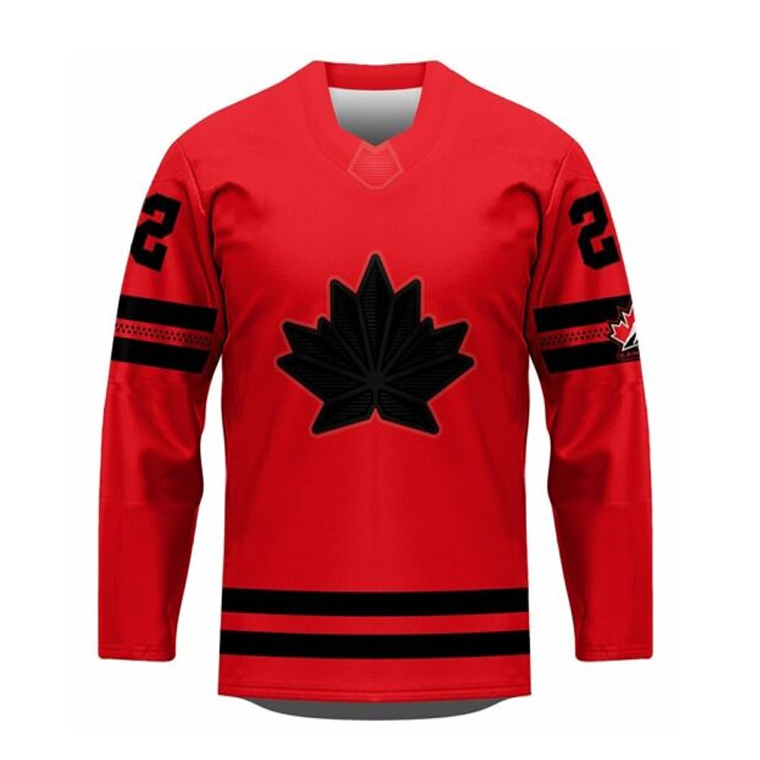 Canada Print Flag Custom mesh polyester sublimation allover printed Sublimated V neck with laces OEM Design Ice Hockey Jersey