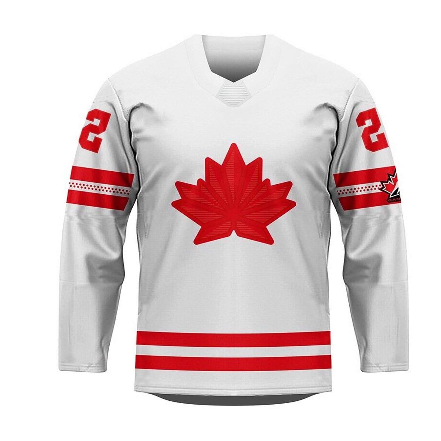 Canada Print Flag Custom mesh polyester sublimation allover printed Sublimated V neck with laces OEM Design Ice Hockey Jersey