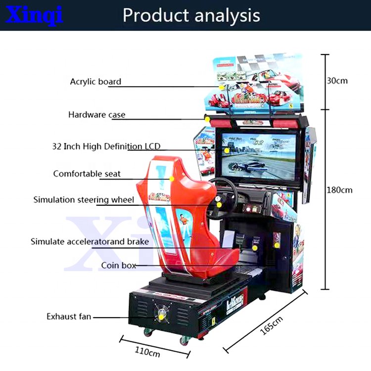 Factory Wholesale 32" Out Run Car Racing Game Machine indoor amusement Arcade Car Race video Game Machine with coin acceptor